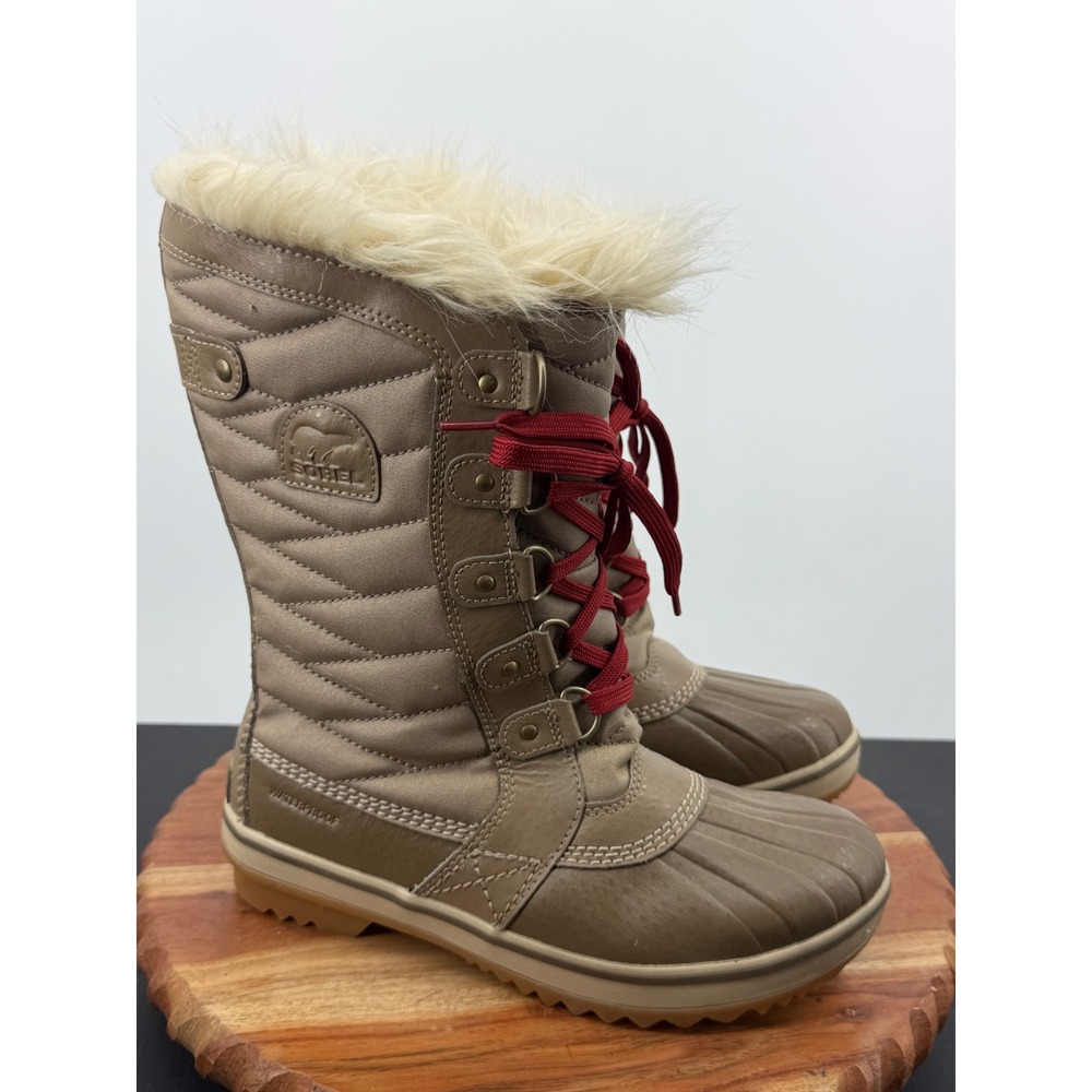 Sorel‎ Tofino II Winter Boots girls 5 Brown Waterproof Quilted Faux Fur NY2419